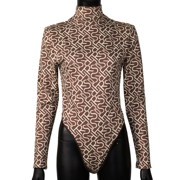 Fabrosanz: Brown FRS Monogram Print Satin Scarf