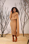 beige knit midi dress, ribbed bodycon dress South Africa, FabroSanz knit essentials, sleeveless knit dress for women, neutral tone fashion, minimalist fashion South Africa, stretch knitwear for curves, women’s fitted knit midi dress, elevated basics for women, luxury African fashion