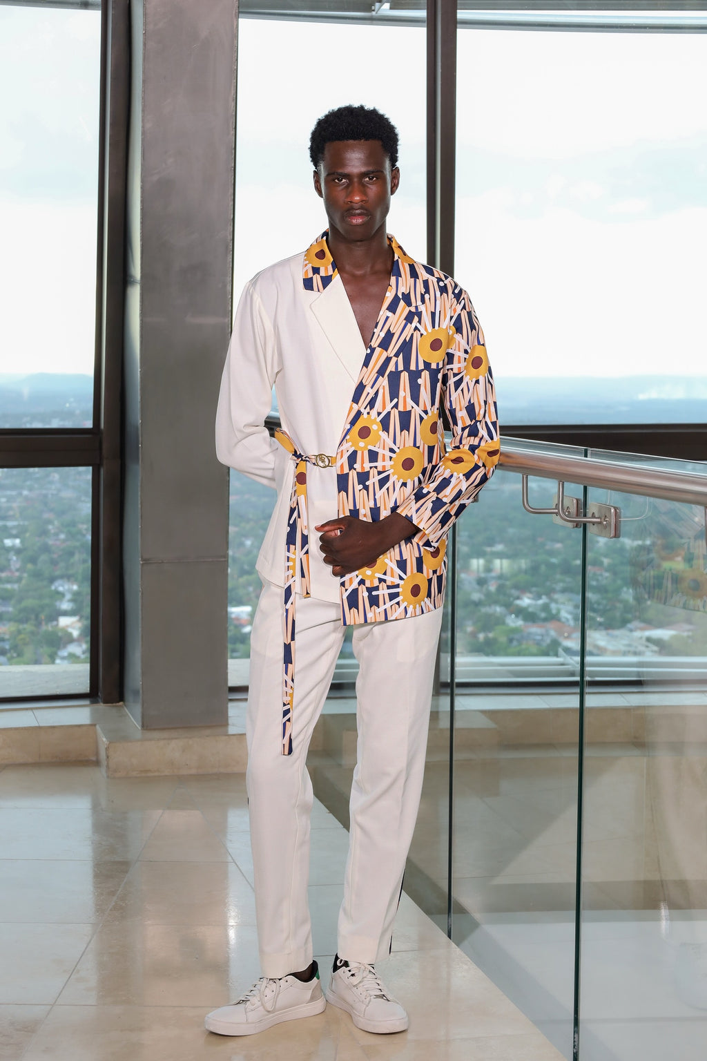 men’s Afro luxe, modern heritage fashion, FabroSanz menswear, cultural fashion, bespoke blazer set, runway-ready style 